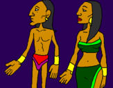 Disegno Tribù Itzá  pitturato su casal indios