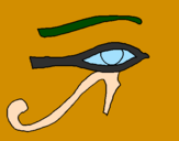 Disegno Occhio di Horus  pitturato su michele