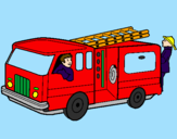 Disegno Pompieri sul camion  pitturato su GIOVANNI