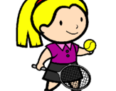 Disegno Ragazza che gioca a tennis  pitturato su baby antonella