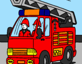 Disegno Camion dei Pompieri  pitturato su mirko