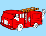 Disegno Pompieri sul camion  pitturato su jacopo