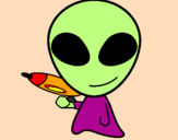 Disegno Alieno II pitturato su sara