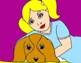 Disegno Bambina che abbraccia il suo cagnolino  pitturato su Aurora Cecilia