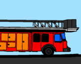 Disegno Camion dei pompieri con la scala pitturato su simo