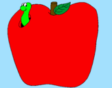 Disegno Vermiciattolo nella frutta  pitturato su katya 