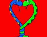 Disegno Serpenti innamorati  pitturato su bob