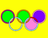 Disegno Anelli dei giochi olimpici  pitturato su anna