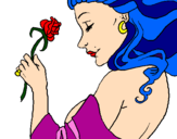 Disegno Principessa con una rosa pitturato su 78uy