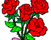 Disegno Mazzo di rose  pitturato su valerio
