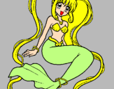 Disegno Sirena con le perle  pitturato su asia
