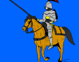 Disegno Cavallerizzo a cavallo  pitturato su daniel