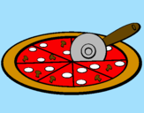 Disegno Pizza pitturato su melania