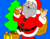 Disegno Babbo Natale con lalbero di Natale pitturato su auri e ema niccolò