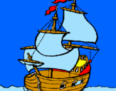 Disegno Barca  pitturato su riccardo