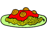 Disegno Spaghetti al ragù  pitturato su erika valentino