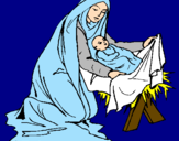 Disegno Nascita di Gesù Bambino pitturato su lucy
