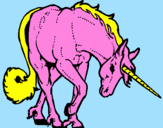 Disegno Unicorno brado  pitturato su lucekiara