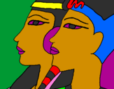 Disegno Ramses e Nefertiti pitturato su edoardo