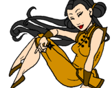 Disegno Principessa ninja  pitturato su kikka one 
