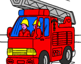 Disegno Camion dei Pompieri  pitturato su filippo