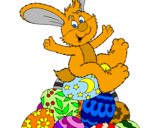Disegno Coniglio di Pasqua pitturato su alice