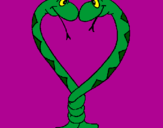 Disegno Serpenti innamorati  pitturato su ADRIANO