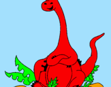 Disegno Diplodocus seduto  pitturato su salvatore amendola