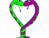 Disegno Serpenti innamorati  pitturato su skitty