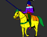 Disegno Cavallerizzo a cavallo  pitturato su lorenzo m