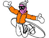 Disegno Salto con lo snowboard pitturato su michael