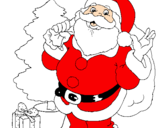 Disegno Babbo Natale con lalbero di Natale pitturato su gabry