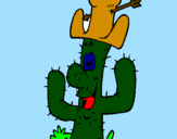 Disegno Cactus con il cappello  pitturato su Mario