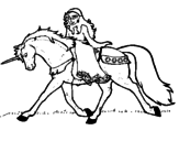 Disegno Principessa a cavallo di unicorno  pitturato su Bott