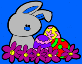 Disegno Coniglietto di Pasqua  pitturato su gloria