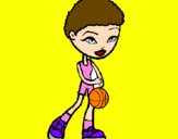 Disegno Giocatrice di pallacanestro pitturato su Raffaella      