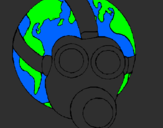 Disegno Terra con maschera anti-gas  pitturato su GIUSEPPE