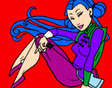 Disegno Principessa ninja  pitturato su alìce