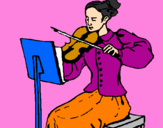 Disegno Dama violinista  pitturato su laura