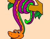 Disegno Serpente avvinghiata ad un albero  pitturato su vale 50
