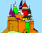 Disegno Castello medievale  pitturato su giole