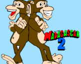 Disegno Madagascar 2 Manson & Phil 2 pitturato su Ambra