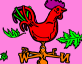 Disegno Banderuole e gallo  pitturato su giulia