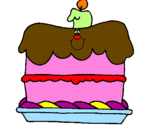 Disegno Torta di compleanno  pitturato su FEDERICA