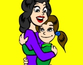 Disegno Madre e figlia abbracciate pitturato su roberta