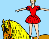 Disegno Trapezista in groppa al cavallo pitturato su janet