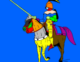 Disegno Cavallerizzo a cavallo  pitturato su GABRY