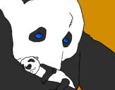 Disegno Orso panda con il suo cucciolo pitturato su alic e