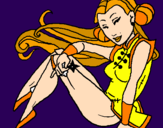 Disegno Principessa ninja  pitturato su seduttrice