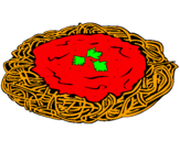 Disegno Spaghetti al formaggio  pitturato su VALERIA